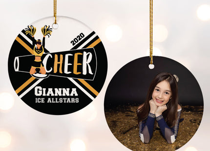 decorative personalized cheer photo christmas ornament – Christmas ornament, holiday tree decoration or gift