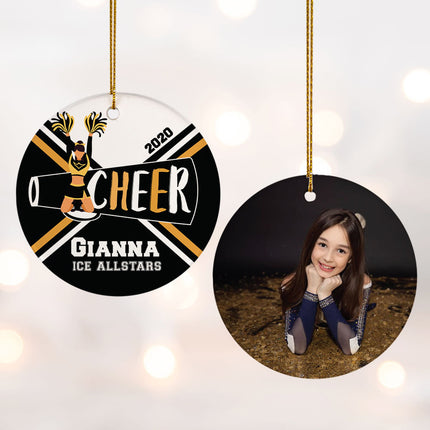 decorative personalized cheer photo christmas ornament – Christmas ornament, holiday tree decoration or gift