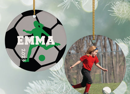 holiday personalized soccer photo christmas ornament – Christmas ornament, holiday tree decoration or gift