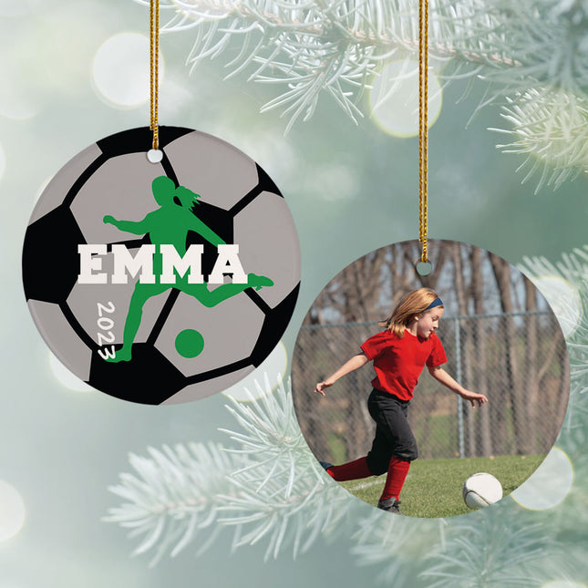 holiday personalized soccer photo christmas ornament – Christmas ornament, holiday tree decoration or gift