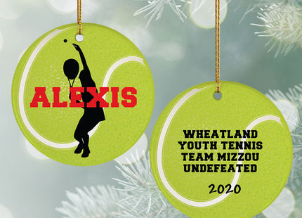 custom personalized tennis christmas ornament – Christmas ornament, holiday tree decoration or gift
