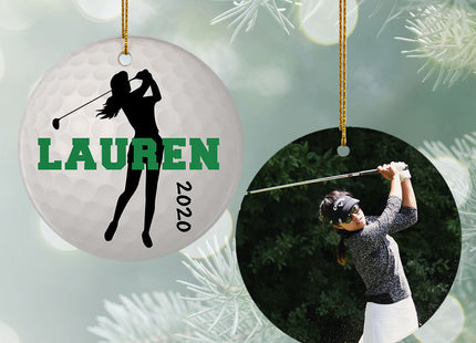 holiday personalized golf photo christmas ornament – Christmas ornament, holiday tree decoration or gift