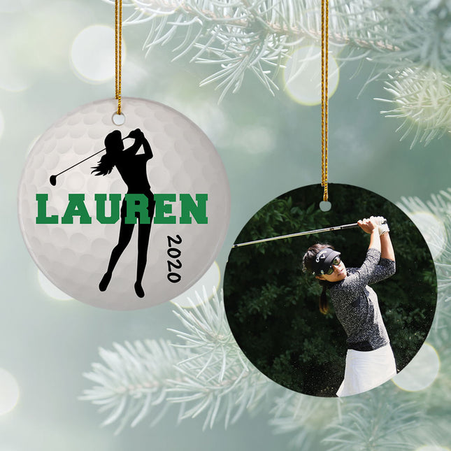 holiday personalized golf photo christmas ornament – Christmas ornament, holiday tree decoration or gift