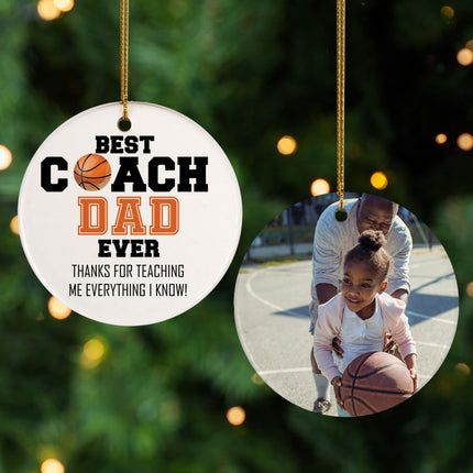 engraved personalized best coach dad basketball christmas ornament – Christmas ornament, holiday tree decoration or gift
