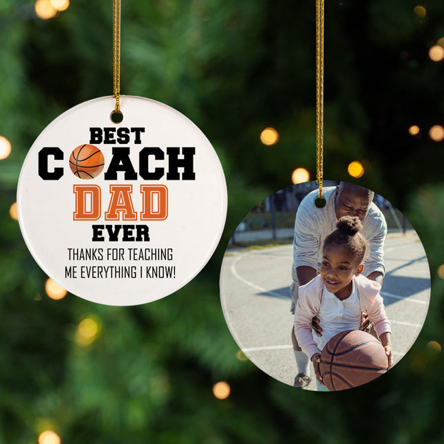 engraved personalized best coach dad basketball christmas ornament – Christmas ornament, holiday tree decoration or gift