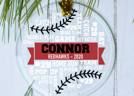 decorative personalized baseball sports words christmas ornament – Christmas ornament, holiday tree decoration or gift