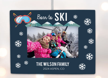 keepsake personalized skiing picture frame photo ornament – Christmas ornament, holiday tree decoration or gift