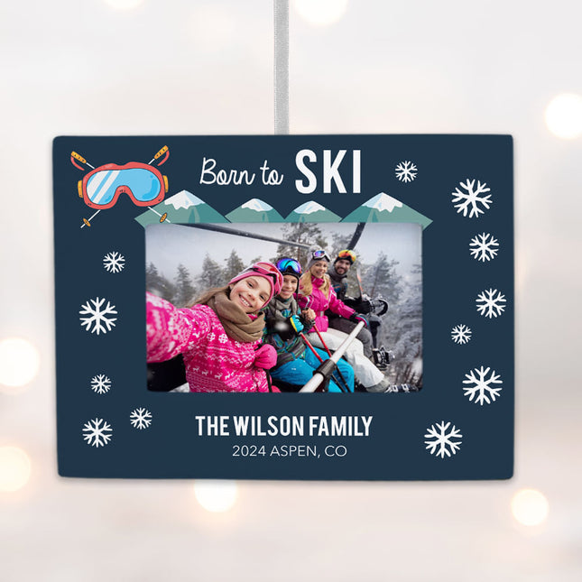 keepsake personalized skiing picture frame photo ornament – Christmas ornament, holiday tree decoration or gift