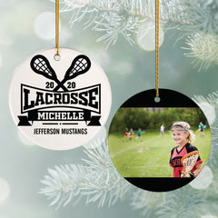 engraved personalized lacrosse photo christmas ornament – Christmas ornament, holiday tree decoration or gift