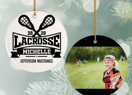 engraved personalized lacrosse photo christmas ornament – Christmas ornament, holiday tree decoration or gift