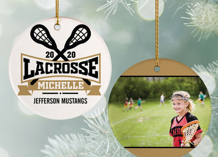 engraved personalized lacrosse photo christmas ornament – Christmas ornament, holiday tree decoration or gift