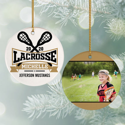 engraved personalized lacrosse photo christmas ornament – Christmas ornament, holiday tree decoration or gift