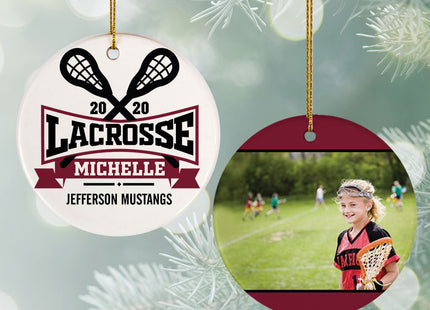 custom personalized lacrosse photo christmas ornament – Christmas ornament, holiday tree decoration or gift