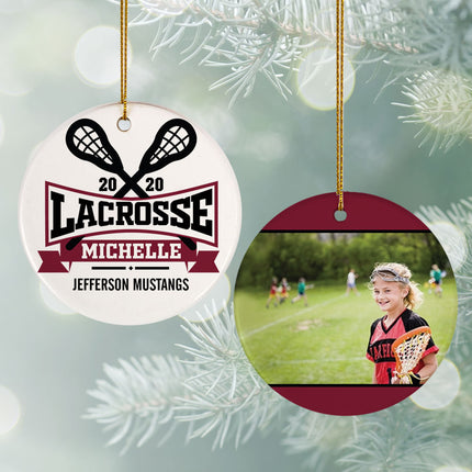 custom personalized lacrosse photo christmas ornament – Christmas ornament, holiday tree decoration or gift