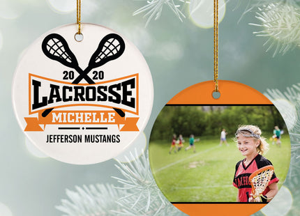 decorative personalized lacrosse photo christmas ornament – Christmas ornament, holiday tree decoration or gift