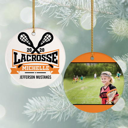 decorative personalized lacrosse photo christmas ornament – Christmas ornament, holiday tree decoration or gift