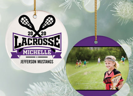 keepsake personalized lacrosse photo christmas ornament – Christmas ornament, holiday tree decoration or gift