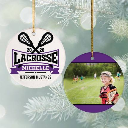 keepsake personalized lacrosse photo christmas ornament – Christmas ornament, holiday tree decoration or gift