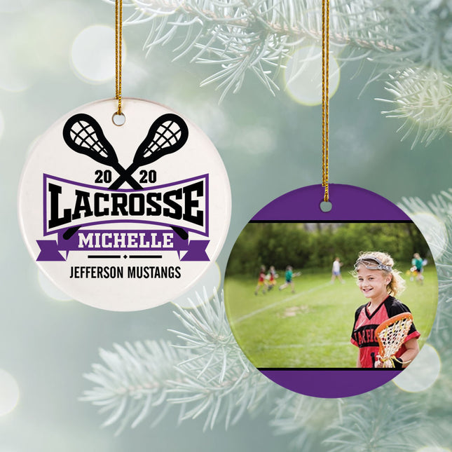 keepsake personalized lacrosse photo christmas ornament – Christmas ornament, holiday tree decoration or gift