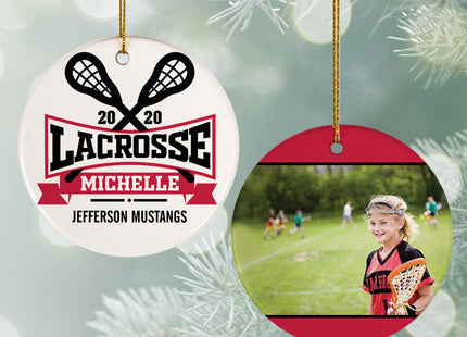 holiday personalized lacrosse photo christmas ornament – Christmas ornament, holiday tree decoration or gift