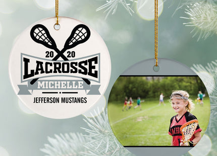 keepsake personalized lacrosse photo christmas ornament – Christmas ornament, holiday tree decoration or gift