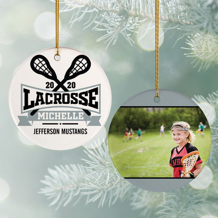 keepsake personalized lacrosse photo christmas ornament – Christmas ornament, holiday tree decoration or gift