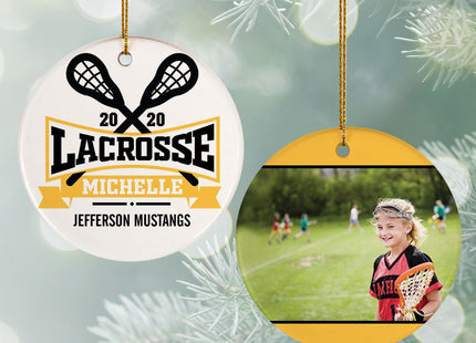 decorative personalized lacrosse photo christmas ornament – Christmas ornament, holiday tree decoration or gift