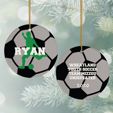 Soccer Personalzied Ceramic Round Ornament - No Photo
