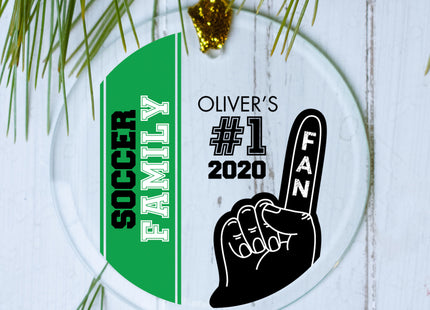 decorative personalized #1 sports fan - green soccer christmas ornament – Christmas ornament, holiday tree decoration or gift