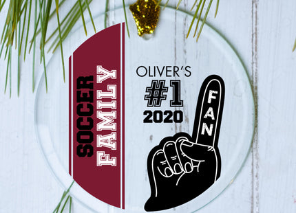 engraved personalized #1 sports fan - maroon soccer christmas ornament – Christmas ornament, holiday tree decoration or gift