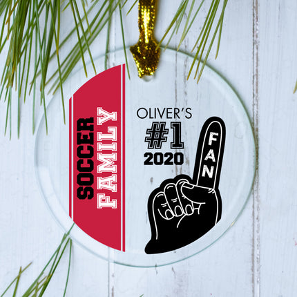 keepsake personalized #1 sports fan - red soccer christmas ornament – Christmas ornament, holiday tree decoration or gift