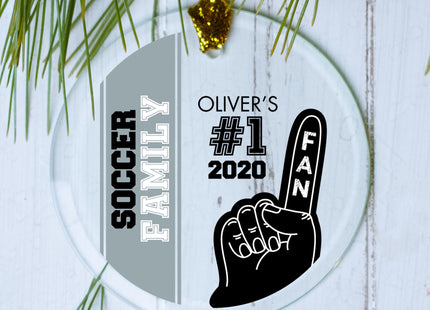 keepsake personalized #1 sports fan - silver soccer christmas ornament – Christmas ornament, holiday tree decoration or gift