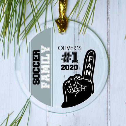 keepsake personalized #1 sports fan - silver soccer christmas ornament – Christmas ornament, holiday tree decoration or gift
