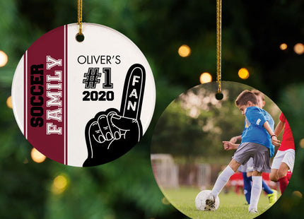 decorative personalized #1 fan soccer christmas ornament – Christmas ornament, holiday tree decoration or gift