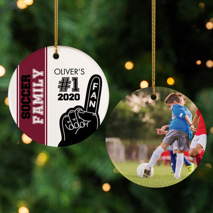 decorative personalized #1 fan soccer christmas ornament – Christmas ornament, holiday tree decoration or gift