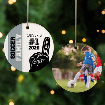 custom personalized #1 fan soccer christmas ornament – Christmas ornament, holiday tree decoration or gift