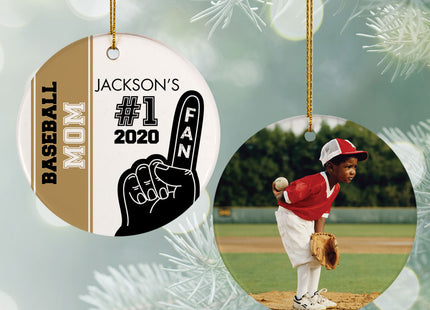 decorative personalized #1 fan baseball christmas ornament – Christmas ornament, holiday tree decoration or gift