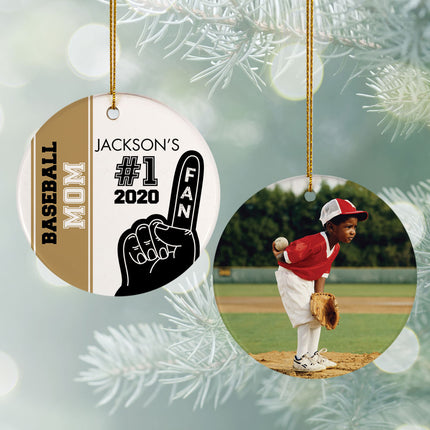 decorative personalized #1 fan baseball christmas ornament – Christmas ornament, holiday tree decoration or gift