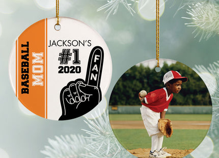 engraved personalized #1 fan baseball christmas ornament – Christmas ornament, holiday tree decoration or gift