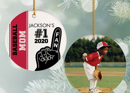 custom personalized #1 fan baseball christmas ornament – Christmas ornament, holiday tree decoration or gift