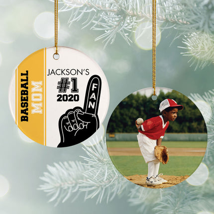 engraved personalized #1 fan baseball christmas ornament – Christmas ornament, holiday tree decoration or gift