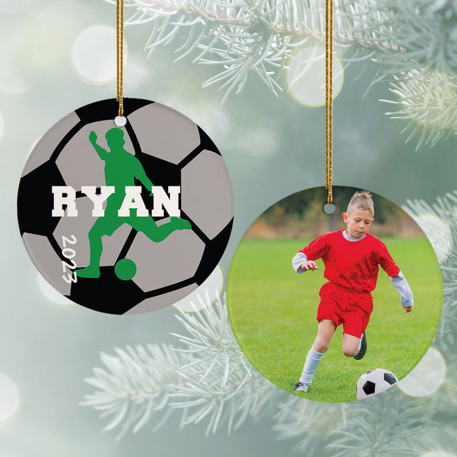 decorative personalized soccer photo christmas ornament – Christmas ornament, holiday tree decoration or gift