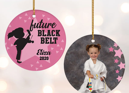 holiday personalized future black belt girl christmas ornament – Christmas ornament, holiday tree decoration or gift