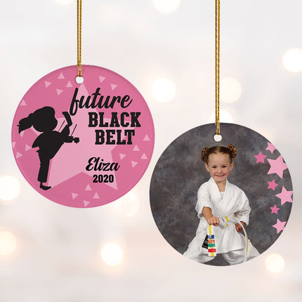 holiday personalized future black belt girl christmas ornament – Christmas ornament, holiday tree decoration or gift