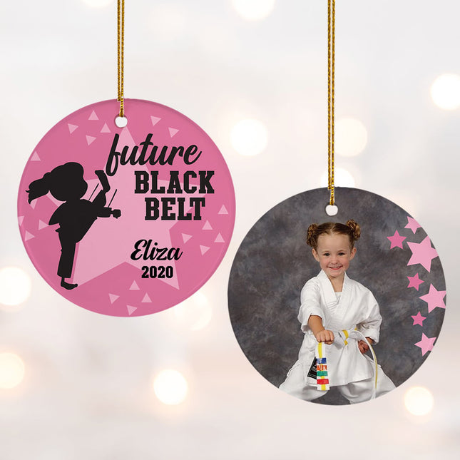 holiday personalized future black belt girl christmas ornament – Christmas ornament, holiday tree decoration or gift