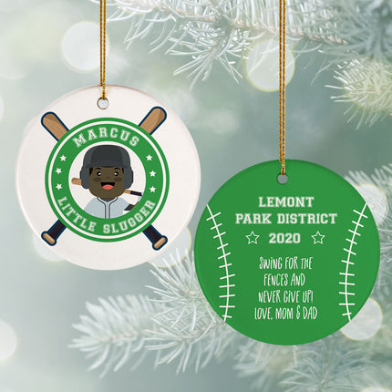 holiday personalized little slugger male christmas ornament – Christmas ornament, holiday tree decoration or gift