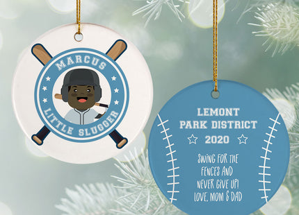 keepsake personalized little slugger male christmas ornament – Christmas ornament, holiday tree decoration or gift