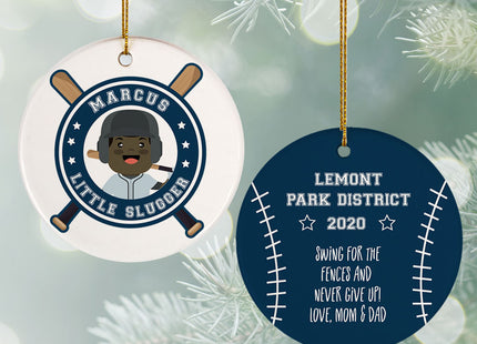 decorative personalized little slugger male christmas ornament – Christmas ornament, holiday tree decoration or gift