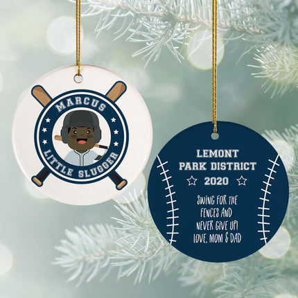 decorative personalized little slugger male christmas ornament – Christmas ornament, holiday tree decoration or gift