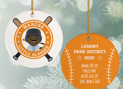 custom personalized little slugger male christmas ornament – Christmas ornament, holiday tree decoration or gift